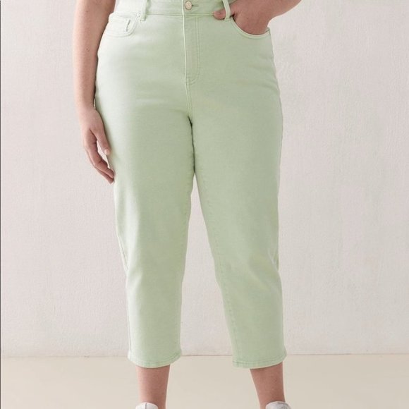 Addition Elle Women Mint Green Pastel Slim Leg Denim Plus Size 16 - Picture 1 of 8